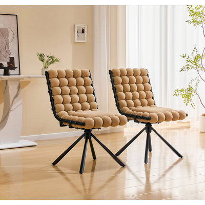 Ensemble de 2 chaises de salle à manger avec chaise à bulles et pieds en velours avec pieds noirs et chaises capitonnées modernes