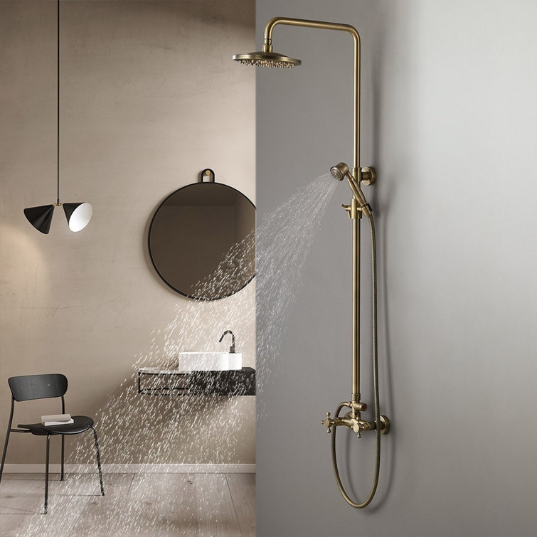 Homary Exposed Brass Round Complete Shower System & Reviews | Wayfair