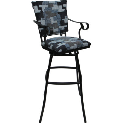 Tabouret de bar intérieur extérieur 30 po - Dossier rembourré avec accoudoirs