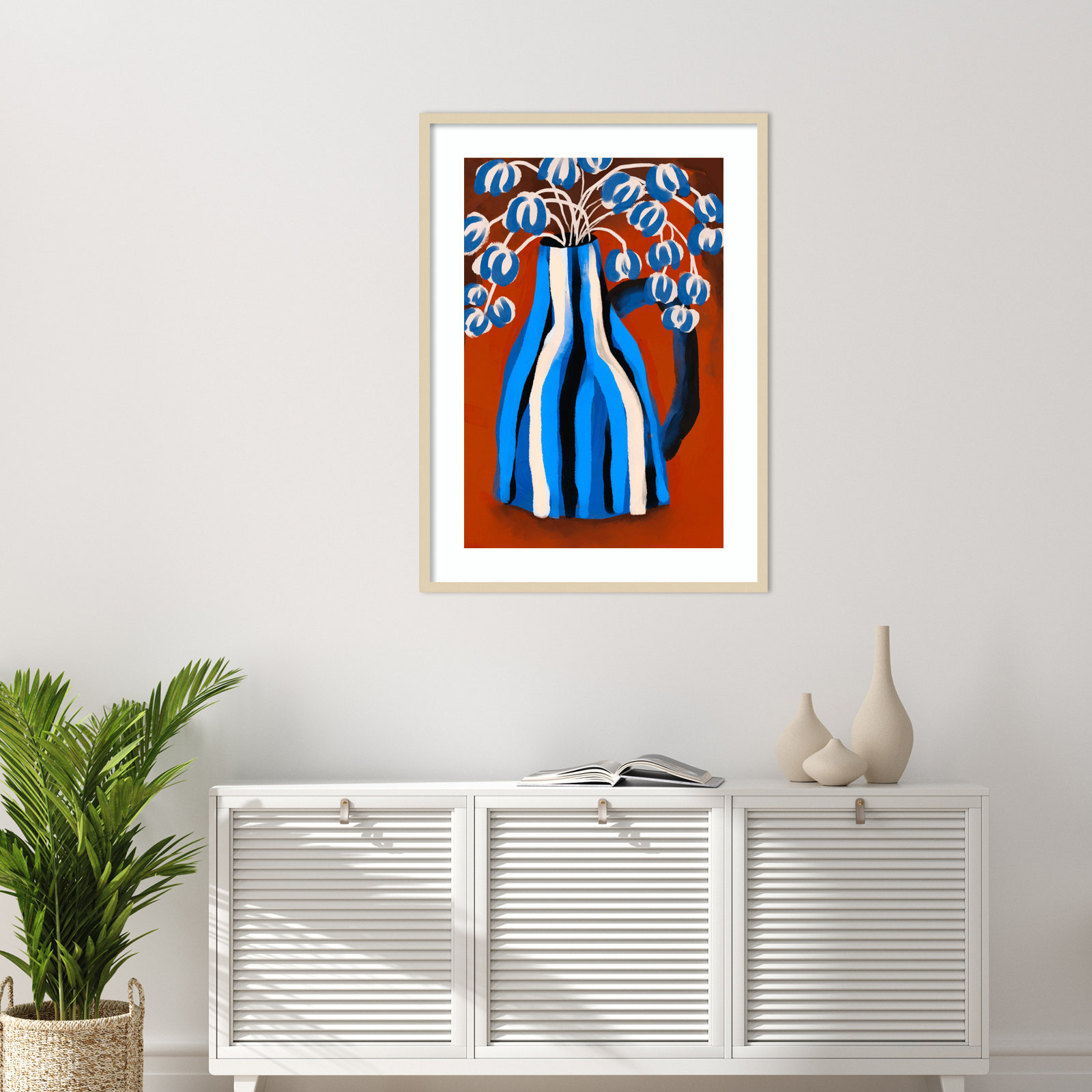 Galya "Striped Vase" Print by Treechild, Brown, 41" H x 30" W