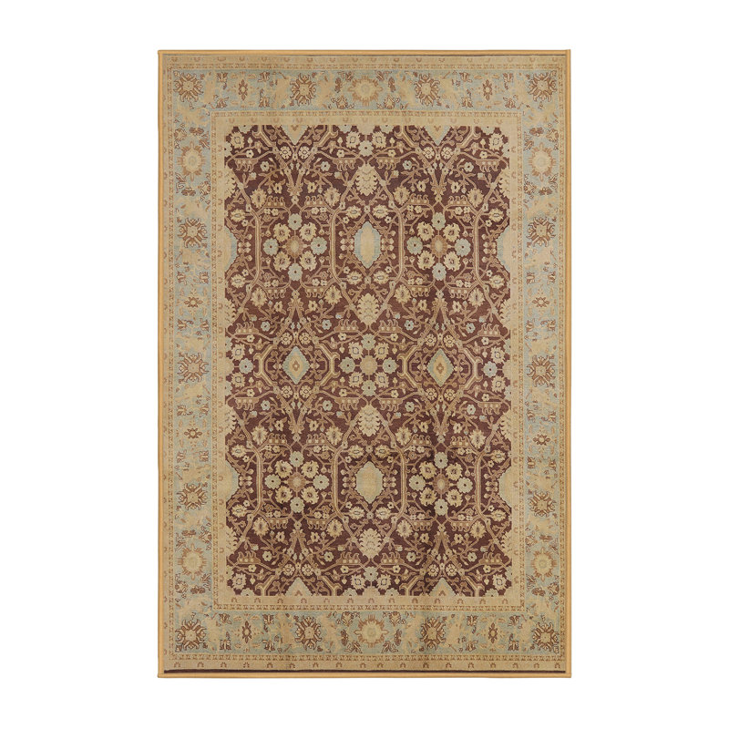 Tapis beige / brun Dzamhur, Rectangle 5 pi x 8 pi