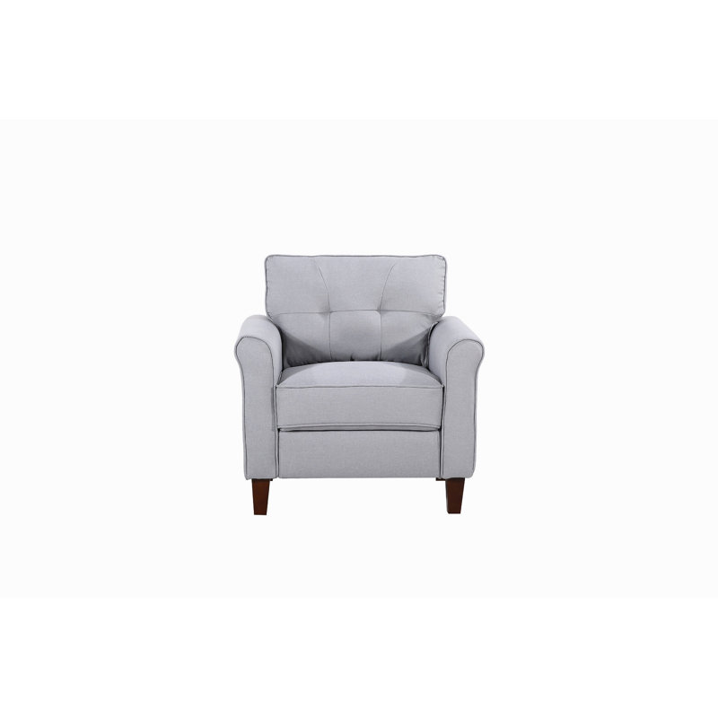 Fauteuil d'appoint gris clair, fauteuil avec accoudoirs et canapé rembourré pour chambre à coucher, Light Gray