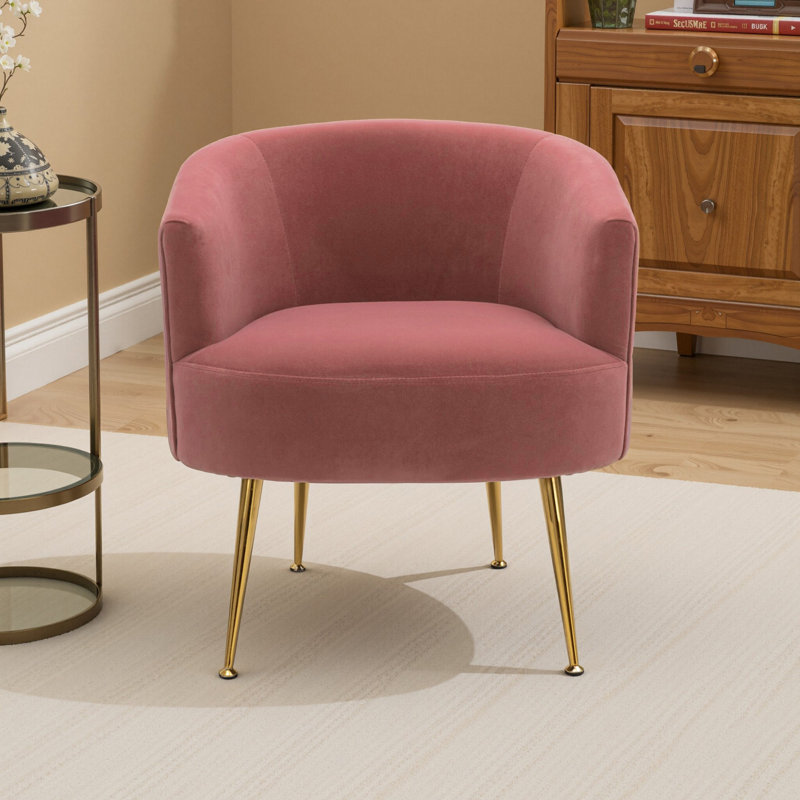Lyela Upholstered Accent Chair, Pink Velvet