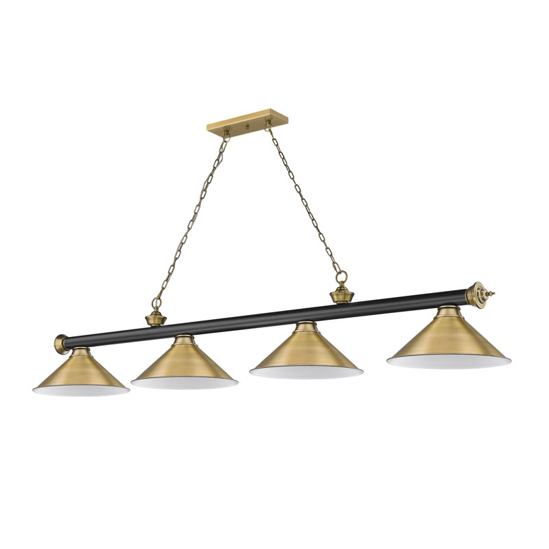Billard 4 lumières Annaleisa, Noir mat / laiton frotté, Laiton frotté