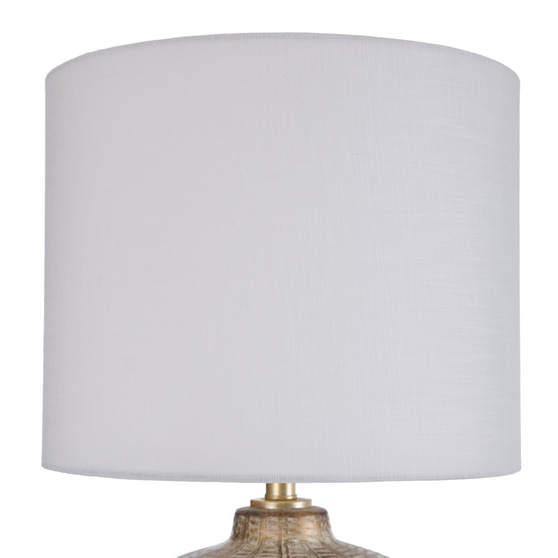 Sienna Textured Table Lamp - Stonewashed Sage & Tan Sandstone - White Shade