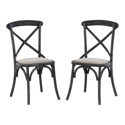 Basche 48 cm H Solid Wood Cross Back Side Chair
