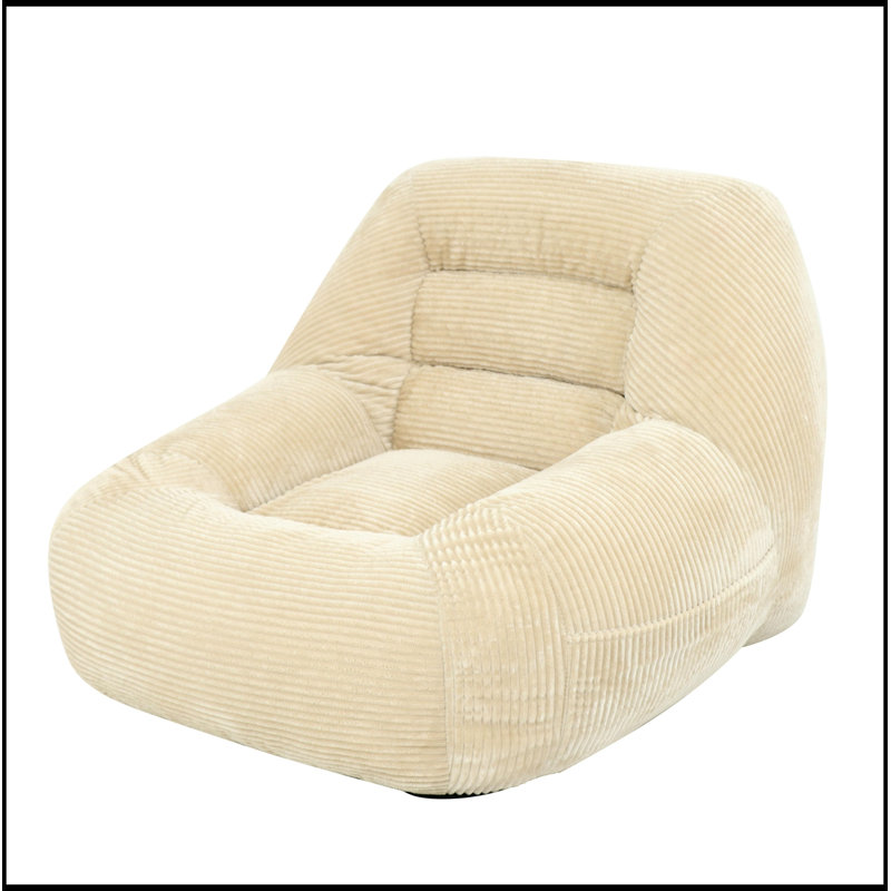 Fauteuil à billes en velours côtelé avec coussin moelleux, Chameau