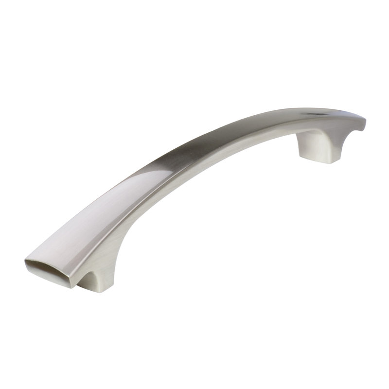 South Main Hardware Modern Curved Bar Cabinet Pull, 6.38" Length (5" Hole Centre), Satin Nickel