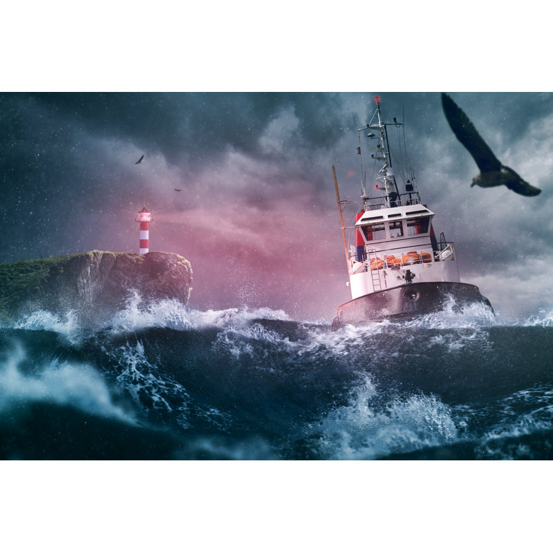 Tempête de bateau, phare maritime