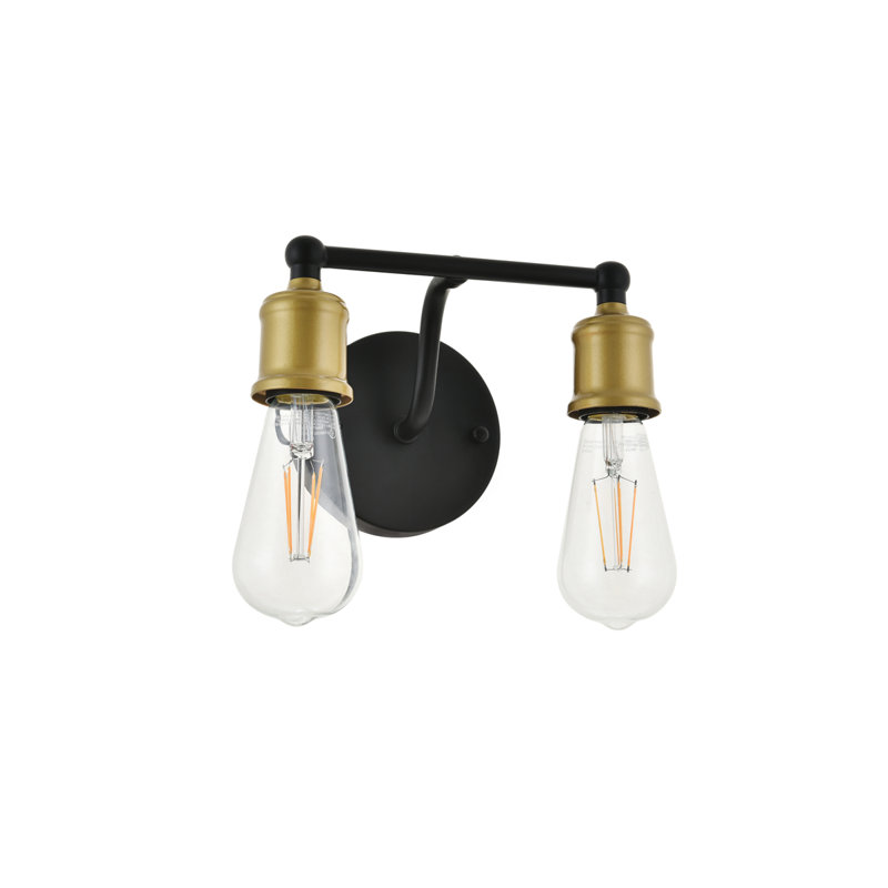 Applique à bras à intensité variable Sumas, H 5,6 po x l 8,7 po x P 8,7 po, Deux lumières, Noir/laiton