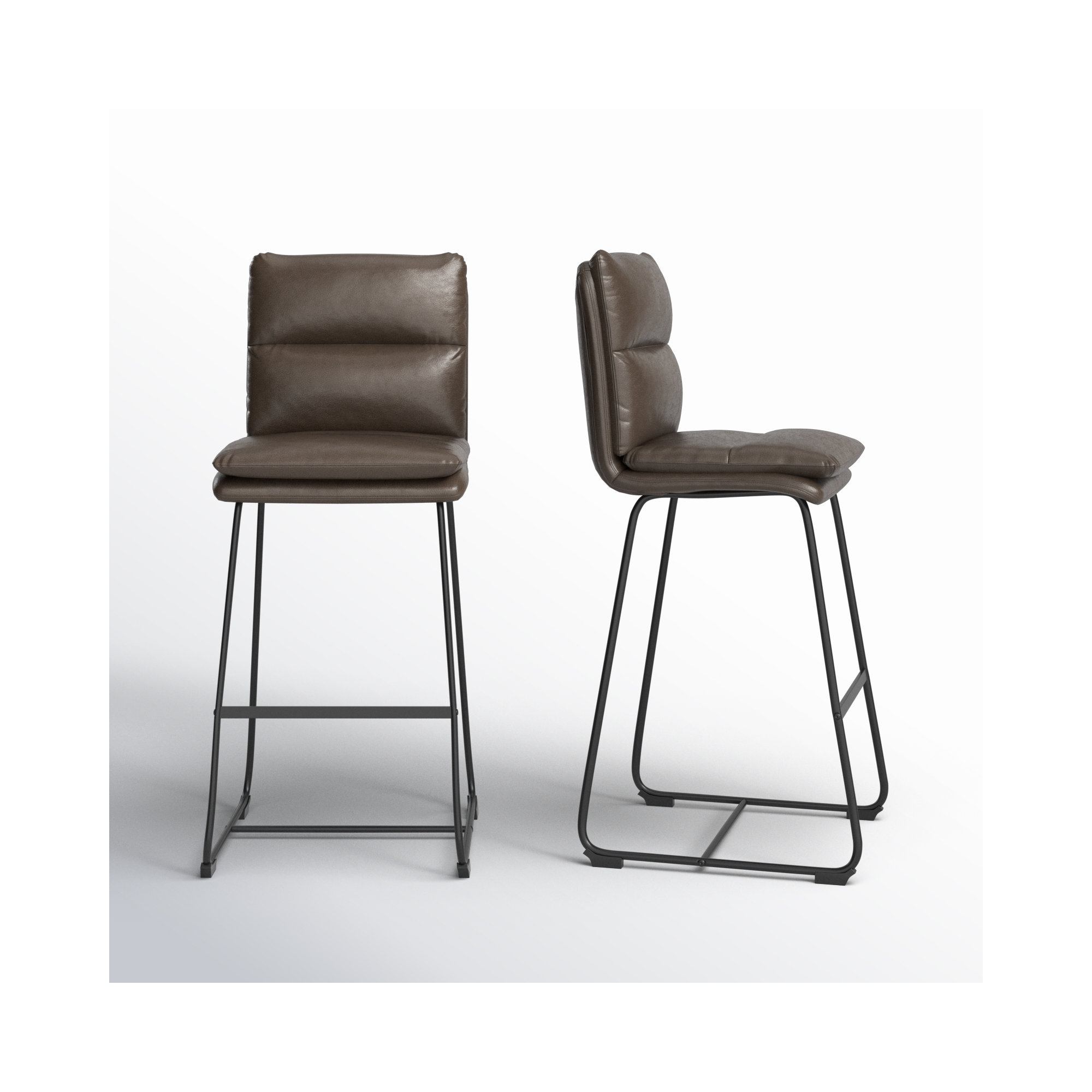 Volana Bar & Counter Stool, Brown Faux Leather, Bar Stool (30" Seat Height)