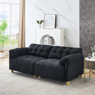 Espace de vie à la française rétro - siège double en tissu nuage, rembourrage en éponge, expérience moelleuse et moelleuse, rebond rapide, assemblage simple de la salle de travail avec conception et texture de rembourrage