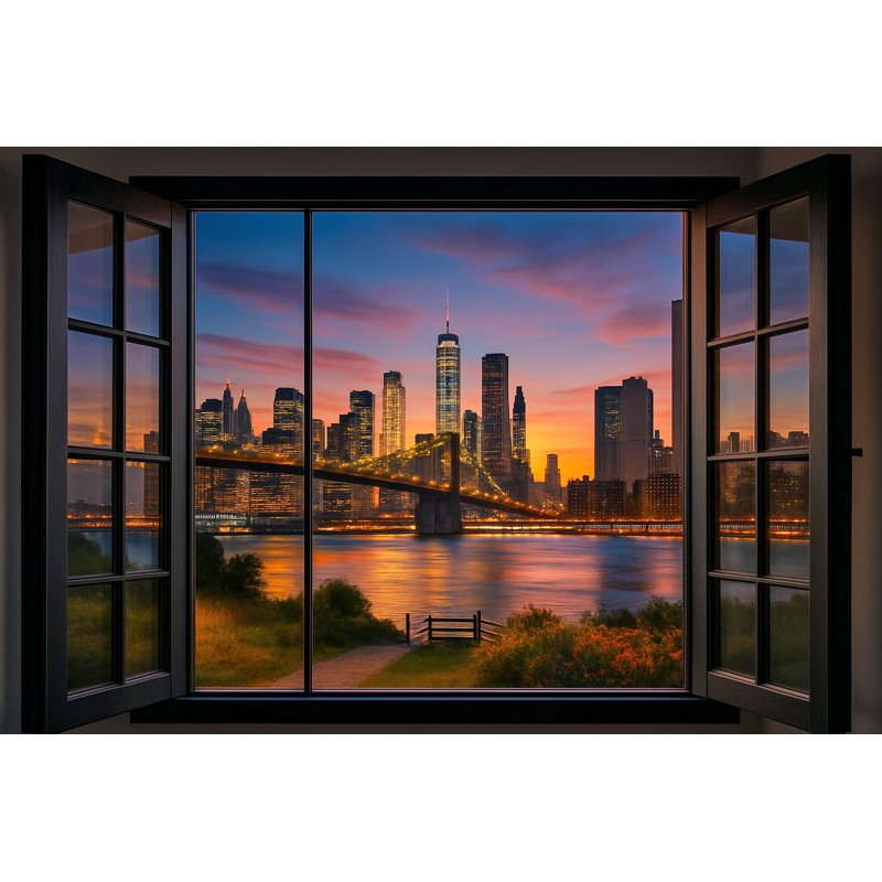 Brooklyn Bridge Twilight - Framed Urban Canvas Art