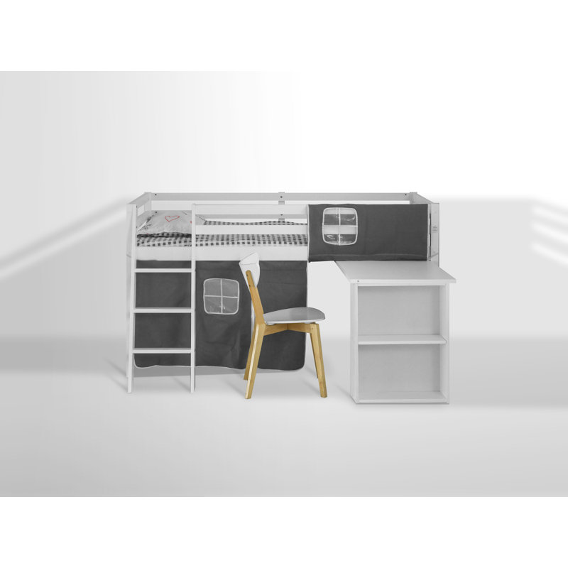 Birch Single Mid Sleeper Bunk Bed and Mattress with Shelves, White
