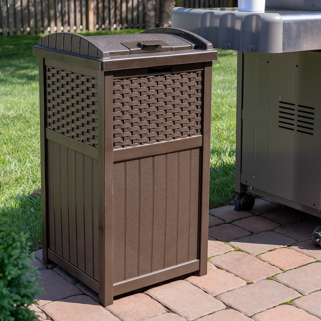 Suncast 33 Gallon Manual Lift Trash Hideaway Container Suncast Color: Brown