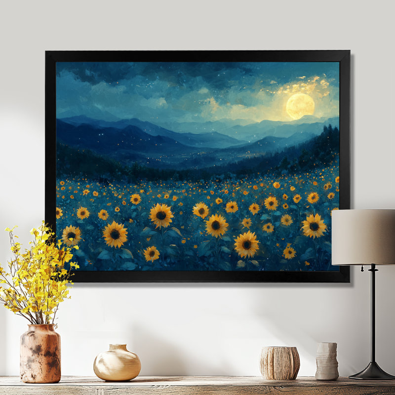 Duharte - Floral Wall Art, Single Picture Framed Print, Black, 12" H x 20" W