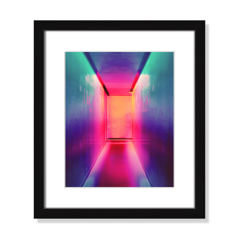 " Neon Wonderland " by Efe Kurnaz, 15" H x 13" W x 1.25" D, Black Matted Picture Framed