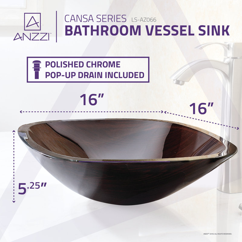 Cansa 16.1'' Red Tempered Glass Above-Counter Bathroom Sink