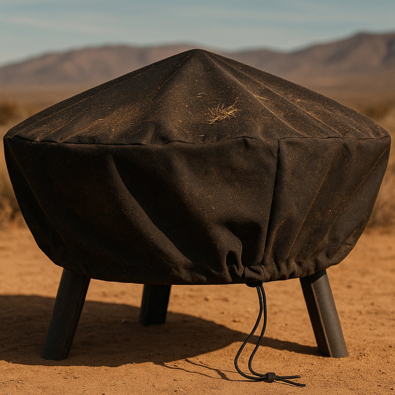 Claire Black Solid Fire Pit Cover with Drawstring Closure - 30", Round 30", Black