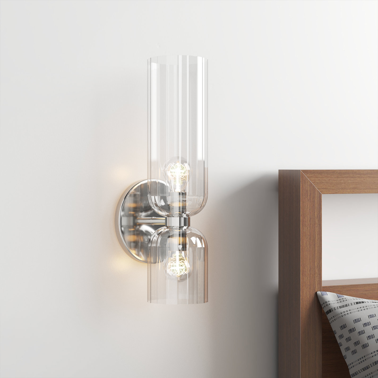 Sahriyah 2-Light Dimmable Armed Sconce, Polished Nickel