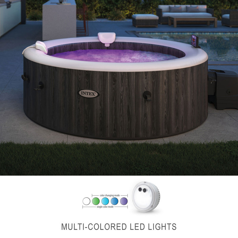 Intex 120 Volt 140 - Jet Plastic Round Inflatable Hot Tub in Gray