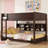 Queen Over Queen Bunk Bed With Built-In Storage Cabinets,Charging Station,Ladder,Safety Guardrails,Solid Pine Wood Bunk Bed,Brwon-1605300424