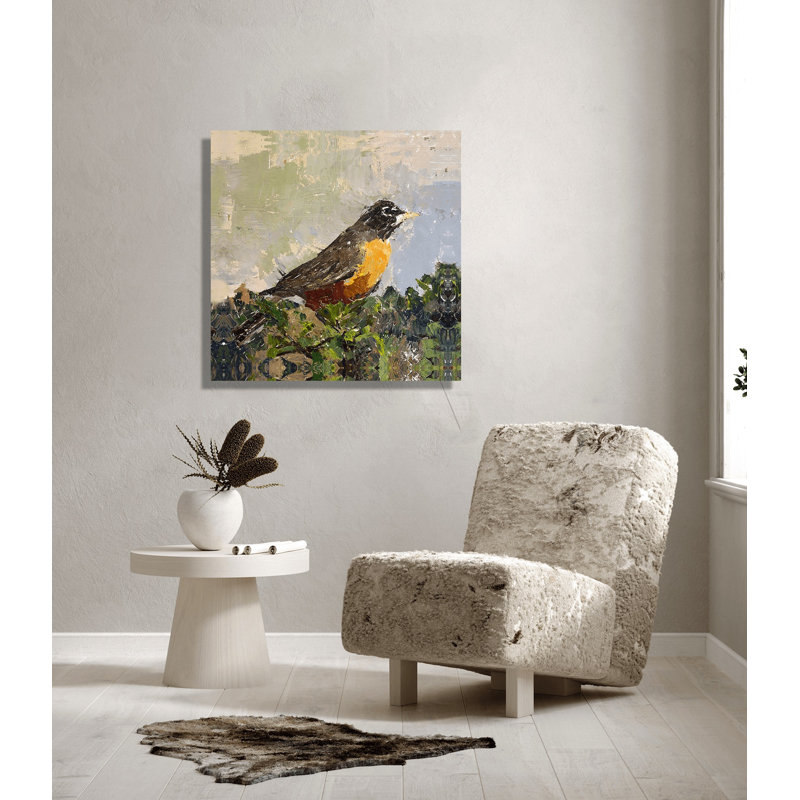 ROBIN - Unframed Print on Canvas, Black Framed Canvas, 31.5" H x 31.5" W x 1.75" D