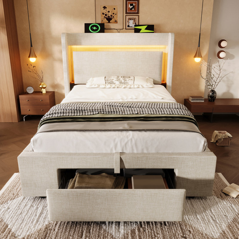 Bed, European Single (90 x 200 cm), Beige