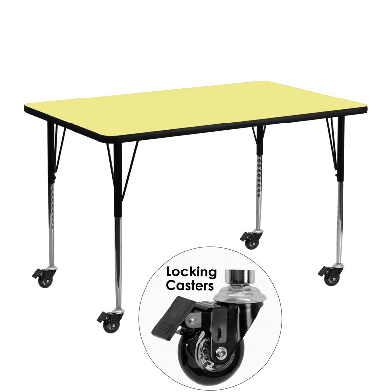 Versatile Gray 48"L Rectangular Laminate Activity Table with Adjustable Legs
