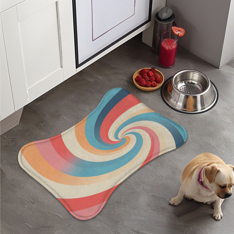Retro Grooves - 1 Piece Bone Shape Feeding Mat, XL (18")