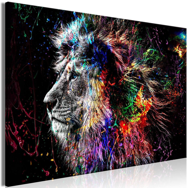 " Crazy Lion ", 16" H x 24" W x 0.7" D