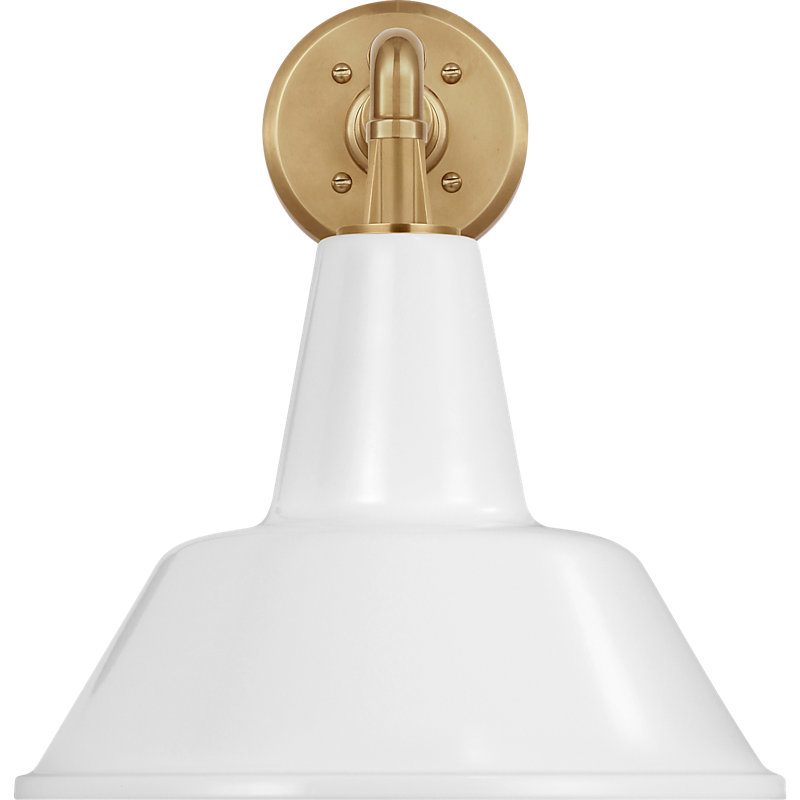 Thomas O'Brien 1 - Light Outdoor Barn Light, Hand-Rubbed Antique Brass, 14.5" H x 12.5" W x 16.5" D, White
