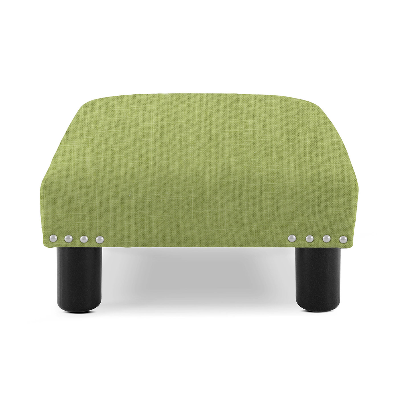 12.4'' Wide Round Footstool Ottoman Latitude Run Body Fabric: Orange Linen