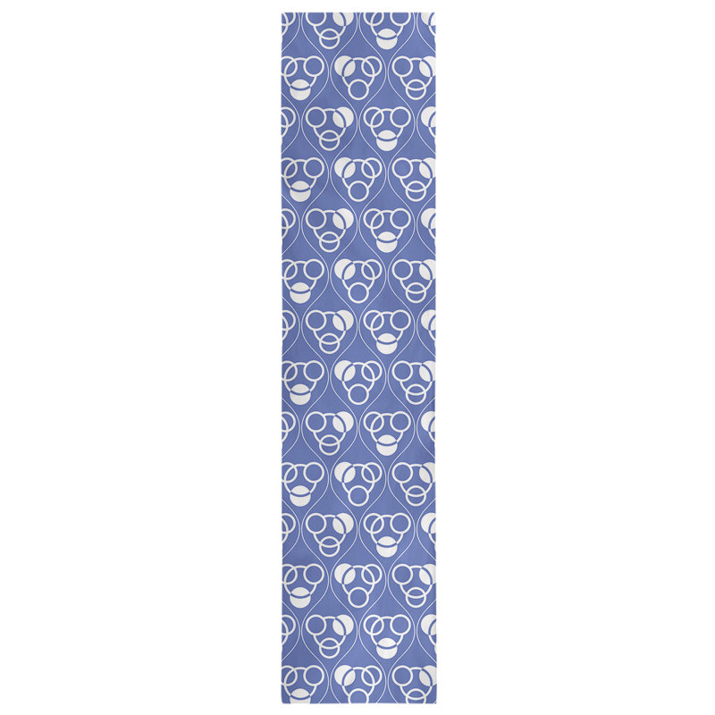 Classic Circles and Waves Table Runner, 16" x 90", Light Blue/White