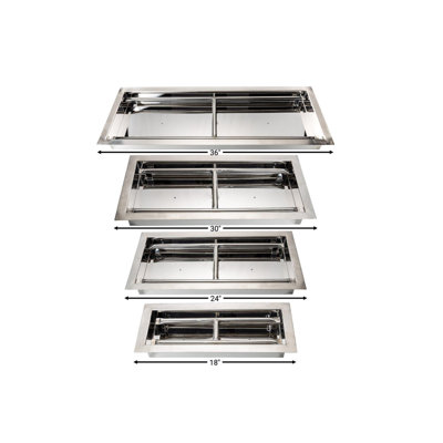 Dreffco Heavy-Duty Stainless Steel Rectangular Drop-in Style Fire Pit Pan and Burner Tarves