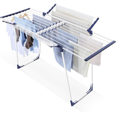 Clothes Drying Rack, Drying Rack Large Space with 2 Wings | Expandable Design, 4 drying spaces, Spacious Design with 2 Frame Supports, Folds Flat for Storage, Rust-resistant Coating