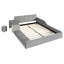 Lit double rembourré en velours à profil bas avec bureau de chevet et tabouret rond, conception mère et enfant, gris-1141102863-1141102860