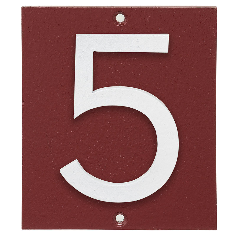Plaque d’adresse murale sur 1 ligne flottante, Rouge brique, Blanc, Oui
