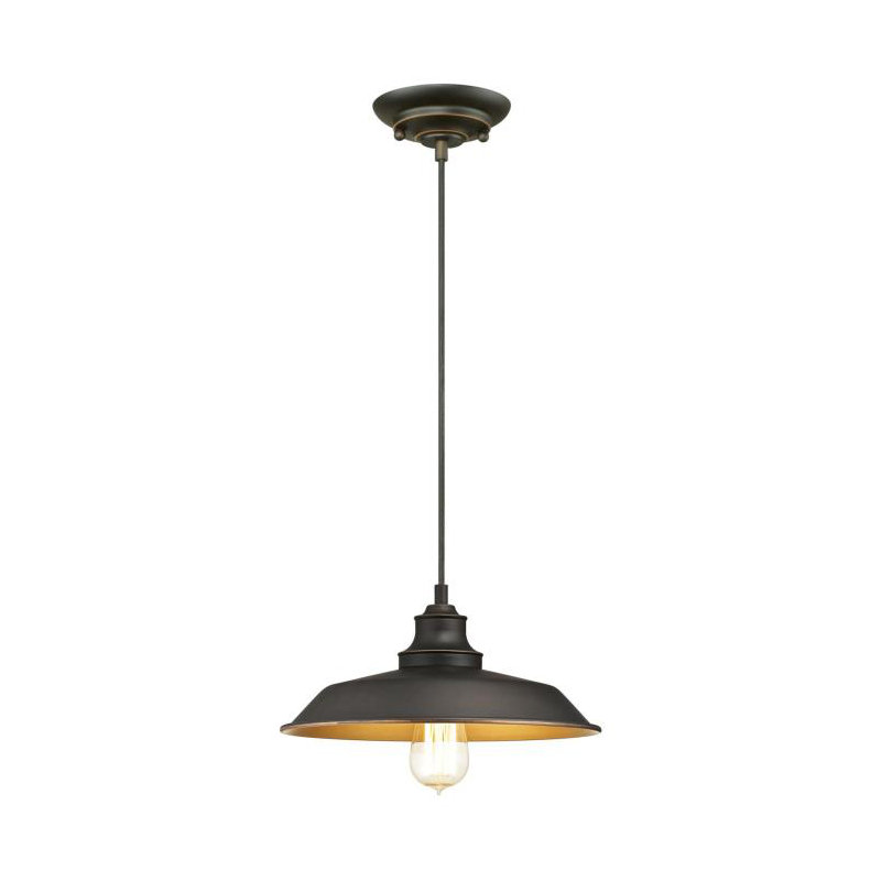 Vintage Industrial Oil Rubbed Bronze Single Pendant Light, Oil Rubbed Bronze with Highlights, Metal