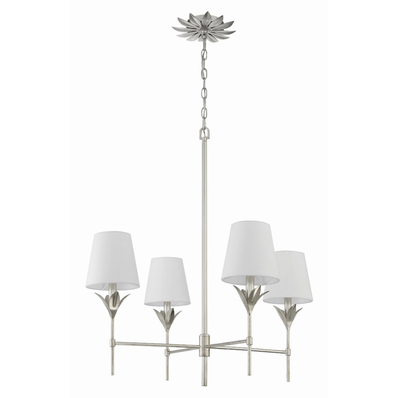 Iron 4-Light Chandelier, Argent antique