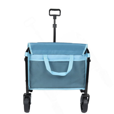 Chariot pliable avec roues, chariots de camping utilitaires légers pliables avec une capacité de poids de 3600 lb, chariots avec porte-gobelets pour le jardin, les sports, l'épicerie, le magasinage (bleu)