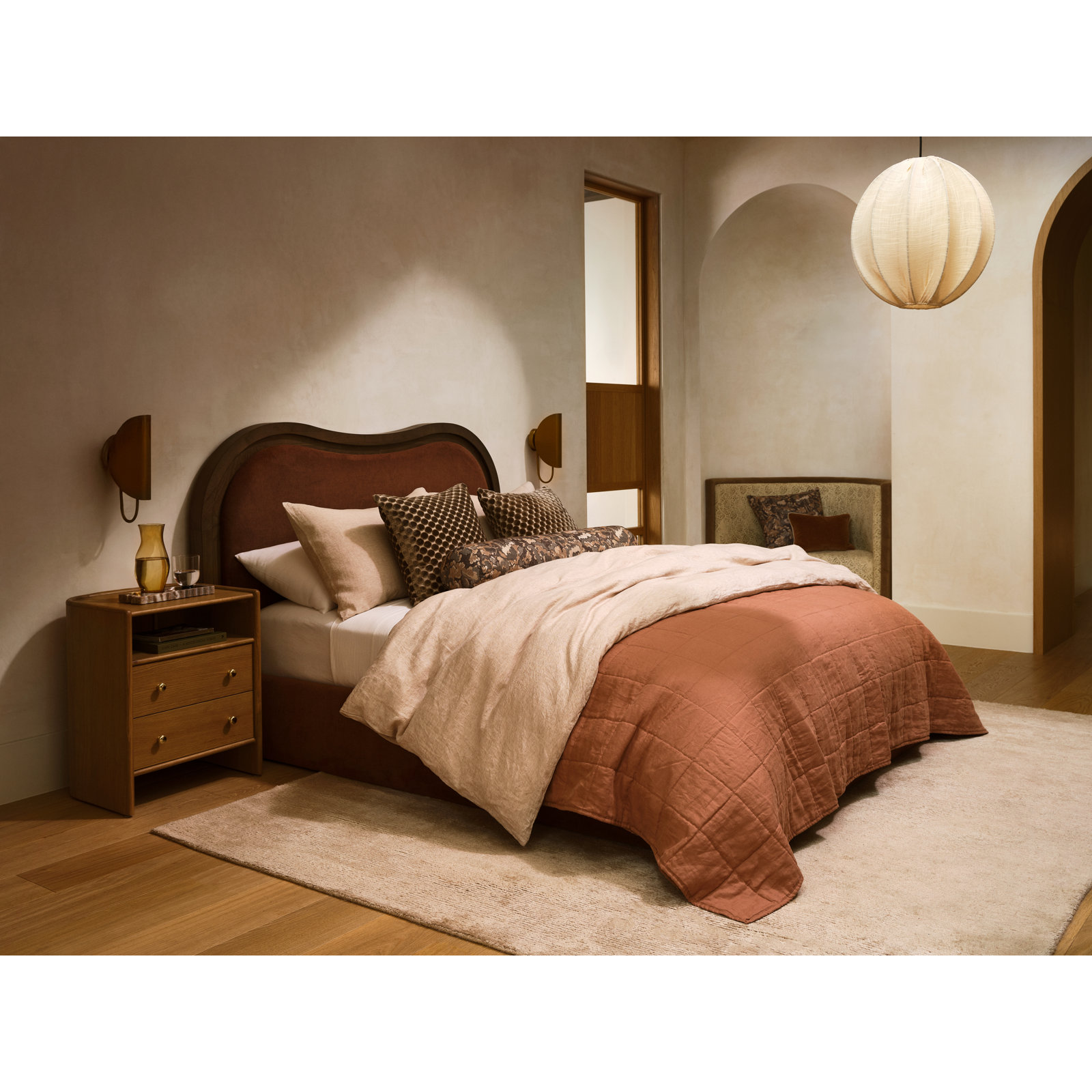 French Linen Box Stitch Quilt, Twin Quilt, Honey