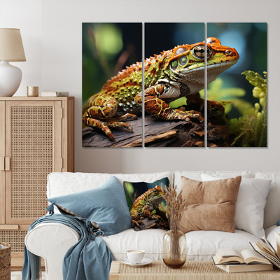 Portrait de grenouille II sur toile, 3 pièces