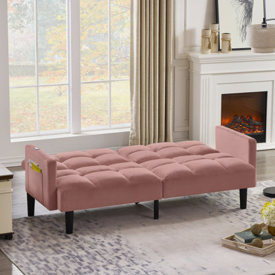 Velvet Futon Couch Convertible