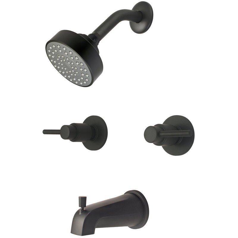 Central Brass 8997 Four Function Showerhead Two Handle Tub & Shower Set, Matte Black