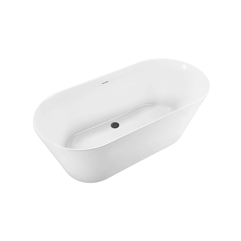 1501.1mm x 701mm Soaking Acrylic Bathtub, Brushed Gun Metal