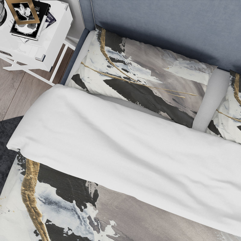 Glam Painted Arcs II - Transitional Duvet Cover Set - Microfiber Polyester, King Duvet Cover + 2 Shams