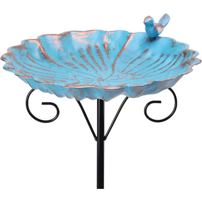 Bird Baths For Outdoors Metal Birdbaths Bowl Bird Feeder With Stake  34 Inch Height