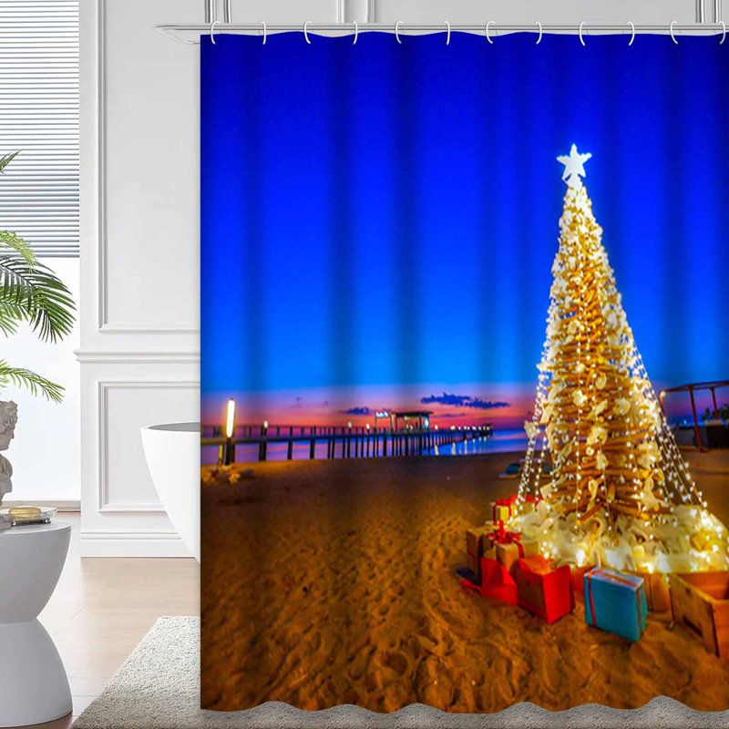 Rideau de douche Christmas Tree Beach, L 72 po x l 78 po