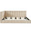 Structure de lit de jour beige avec cadre de lit double - aspect Mid-Century, polyvalente pour la chambre à coucher, avec lattes supplémentaires de style moderne, revêtement en velours, ensemble